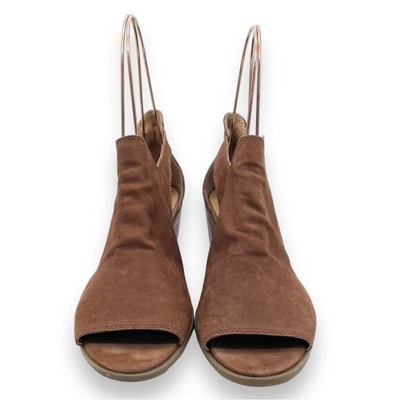 Lucky Brand Bannah Open Toe Sandal CutOut Booties in Walnut Brown Suede Size 7.5 - Picture 9 of 16